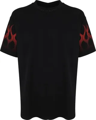 Black T-shirt With Red Flames