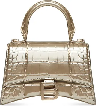 Hourglass XS Handbag Metallized Crocodile Embossed