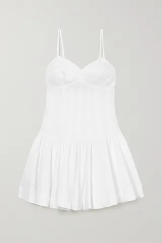 Aje - Anastasia Pleated Linen Mini Dress - Ivory