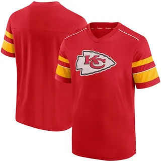 Men's Red Kansas City Chiefs Textured Hashmark V-Neck T-shirt