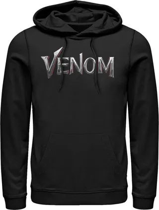 Men's Marvel Venom Film Metallic Logo Pull Over Hoodie - Black - Large