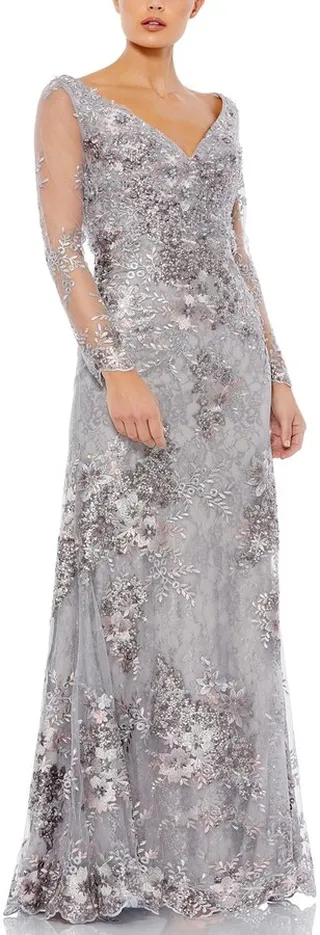 Long Sleeve Column Gown