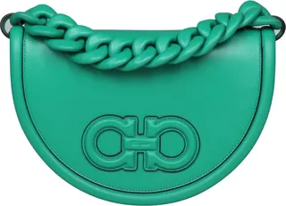 Salvatore Aura Shoulder Bag In Leather With Macro Gancini