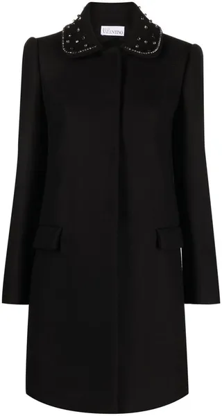Embellished Collar Single-Breasted Coat