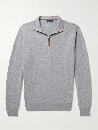 Cashmere-Blend Half-Zip Sweater