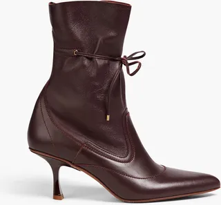 Tie-detailed leather ankle boots