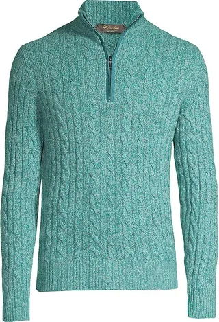 Mezzocollo Cashmere Cabled Haf-Zip Sweater