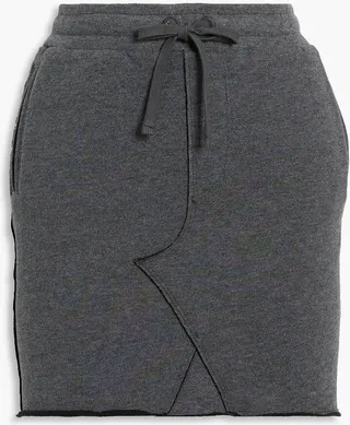 Paneled mélange cotton-blend fleece mini skirt