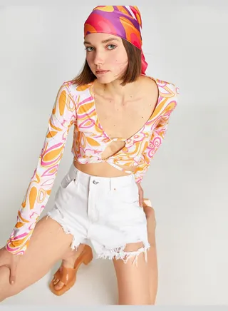 High Rise Denim Short