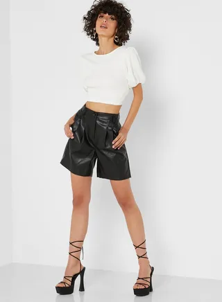 Pleat Detail Tailored Shorts