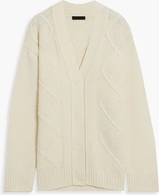 Cable-knit wool cardigan