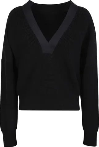 Black V-neck Wool Sweater