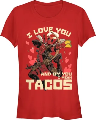 Junior's Marvel Deadpool Taco Cupid T-Shirt - Red - 2X Large