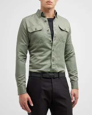 Men's Linen-Cotton Slim-Fit Sport Shirt