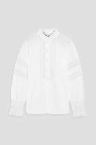 Dahlia pintucked lace and cotton-voile blouse
