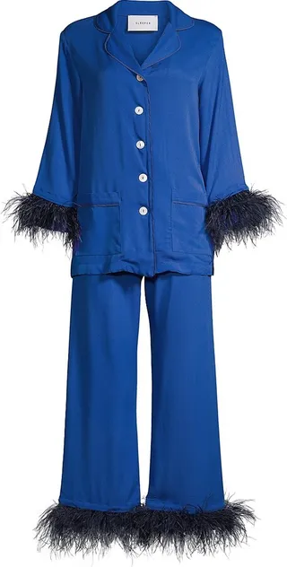 Party Feather-Embellished Pajama Set