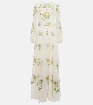 Floral silk georgette gown