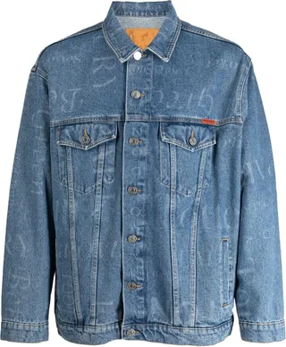 All-Over Logo-Print Denim Jacket
