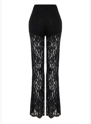 Black Lace Flare Flare Woven Trousers TWOSS24PL00096