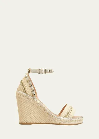 Rockstud Woven Wedge Espadrille Sandals