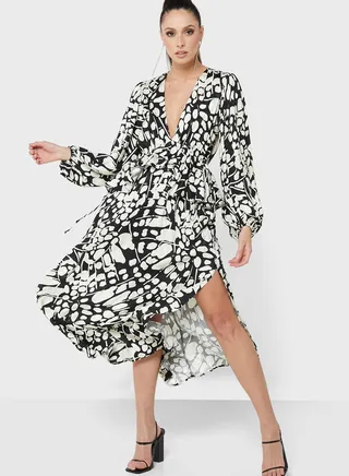 Tie Detail Floral Print Dress