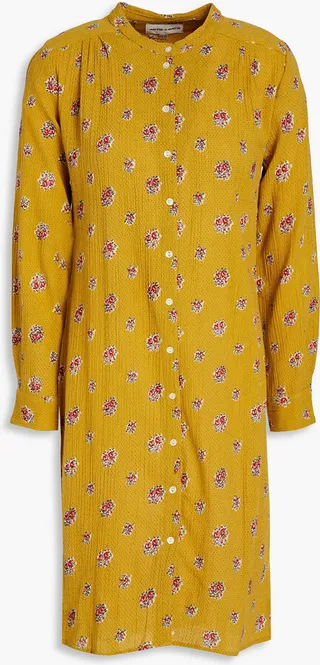 Audrey printed cotton-crepon shirt dress
