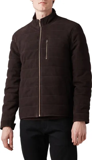 Waverley Water Repellent Quilted Suede Bomber Jacket