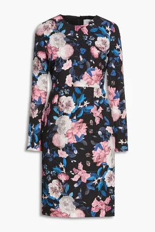 Evita floral-print cloqué-jacquard dress