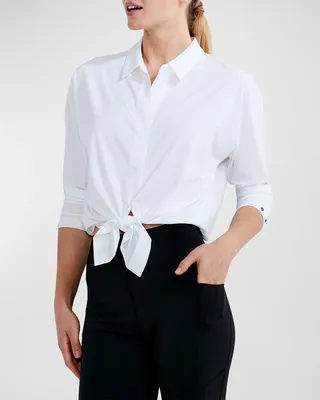 Tech Stretch Collared Button-Front Shirt