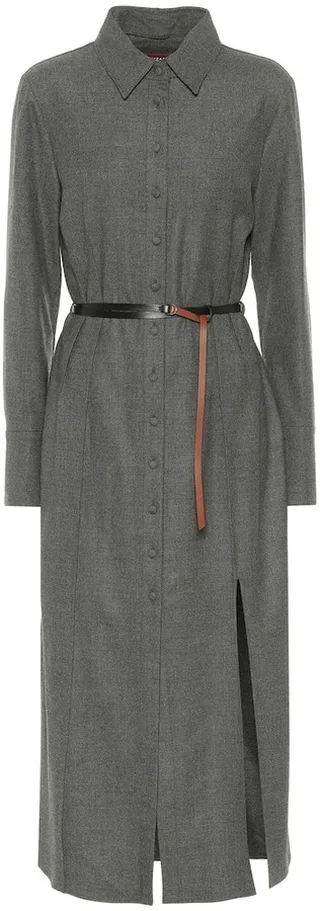 Edith belted wool shirt dress