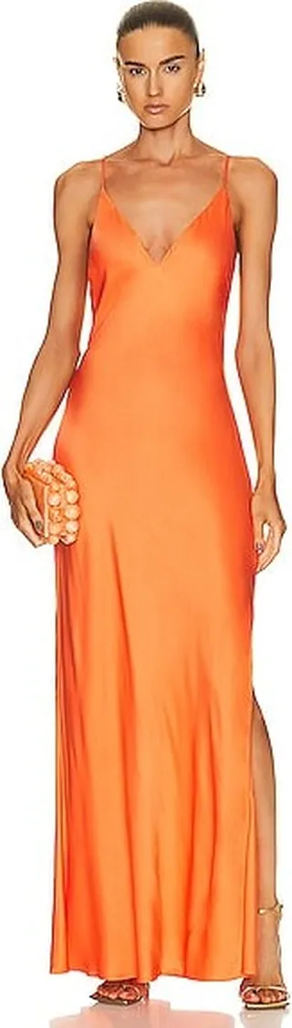 L'AGENCE Jet Plunge Neck Gown in Orange