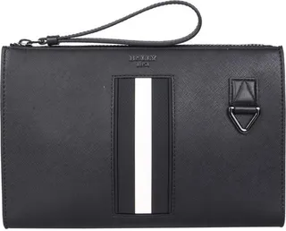 Logo Plaque Wrist Strapped Clutch Bag
