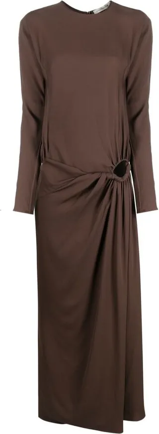 Ruched-Detail Long-Sleeved Dress