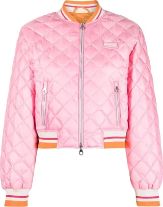Diamond-Quilted Bomber Jacket