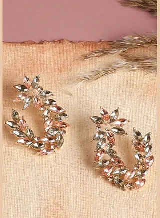 Gold Plated Designer Stone Stud