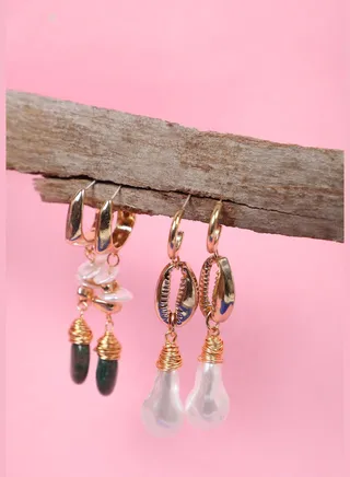 Pack of 2 Gold Plated Designer Drop Earring