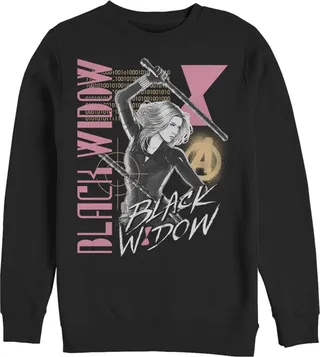 Men's Marvel Black Widow Binary Code Sweatshirt - Black - X Large