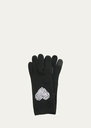 Cashmere Tech Gloves with Swarovski Heart