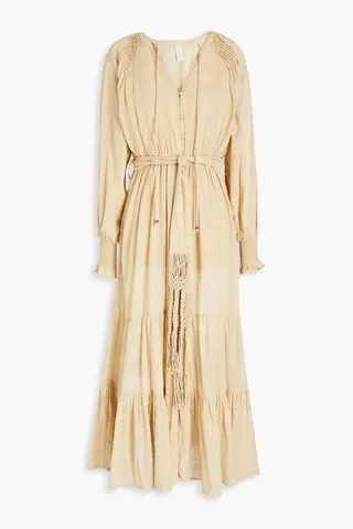 Emine gathered cotton-gauze midi dress