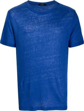 slub-textured round-neck T-shirt