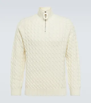 Cable-knit wool half-zip sweater