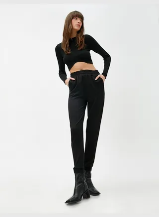 Melanj Patterned Jogger Sweatpants Elastic Waist Pocket