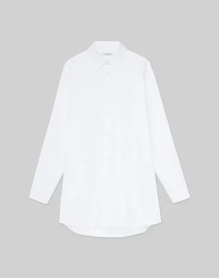 Petite Fringed Dot Cotton Button Down Shirt
