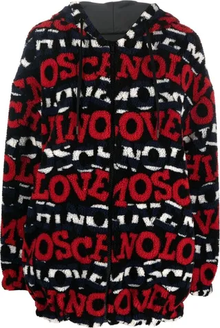 Logo Print Faux-Shearling Jacket