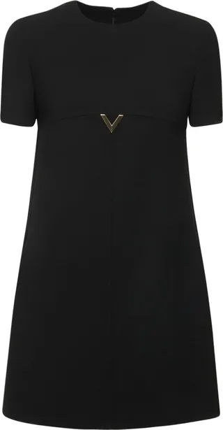 Wool crepe V metal mini dress