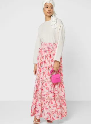 Printed A-Line Skirt
