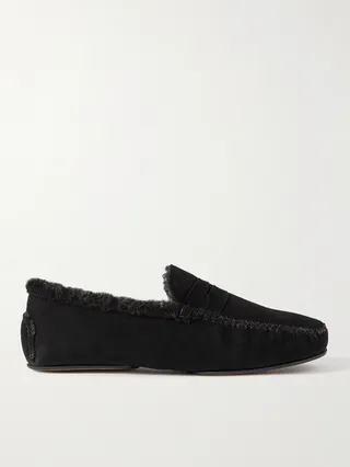 Kensington Shearling-Lined Suede Slippers