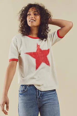 Classic Star Oversized Ringer Tee by Daydreamer at Free People