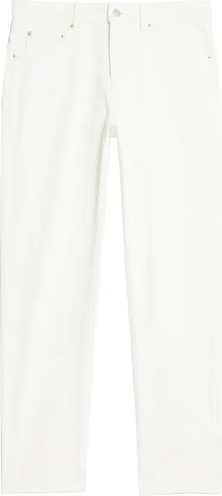 White Tapered Leg Denim Jeans