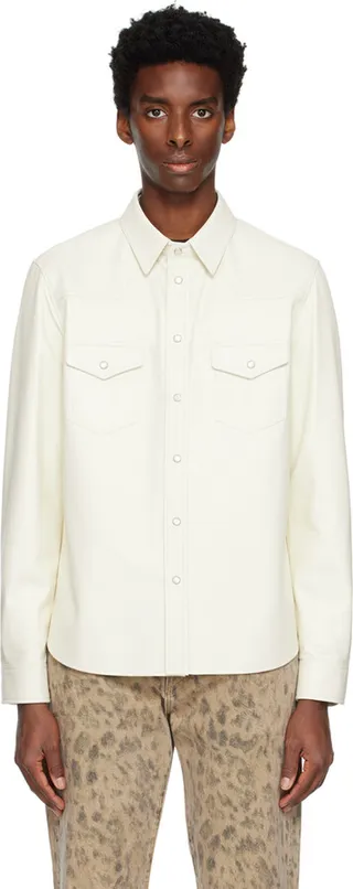 TOM FORD Off-White Press-Stud Leather Jacket